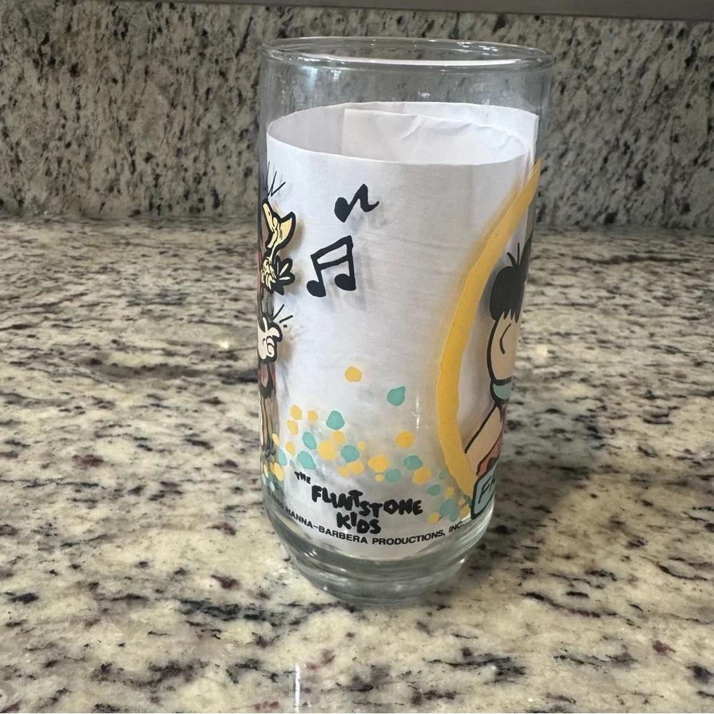 1986‎ Flintstone Kids Pizza Hut Glass Freddy Fred Hanna-Barbera Vintage